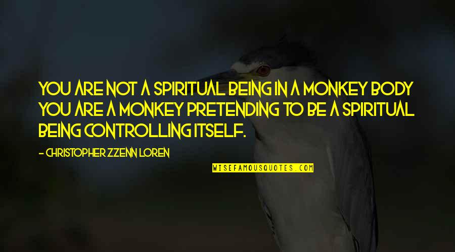 Pretending That You're Okay Quotes By Christopher Zzenn Loren: You are not a spiritual being in a