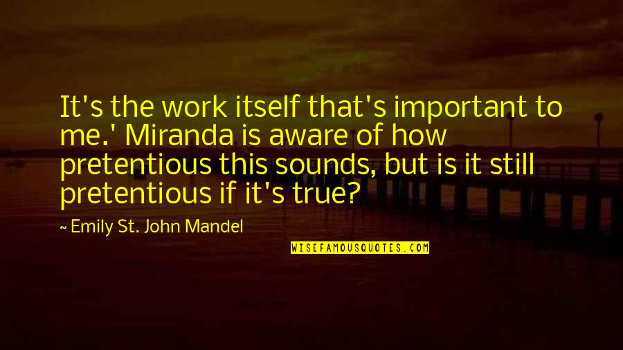 Pretentious Art Quotes By Emily St. John Mandel: It's the work itself that's important to me.'