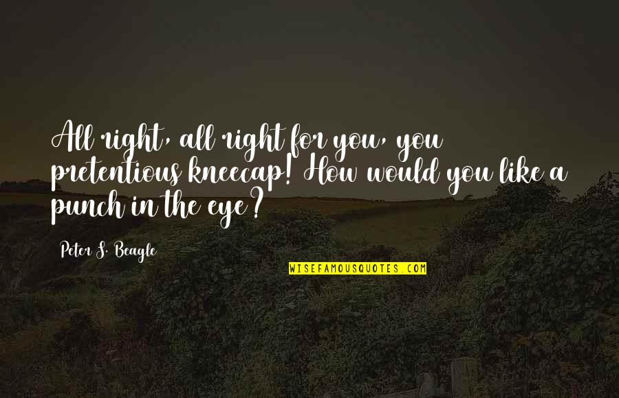 Pretentious Kneecaps Quotes By Peter S. Beagle: All right, all right for you, you pretentious