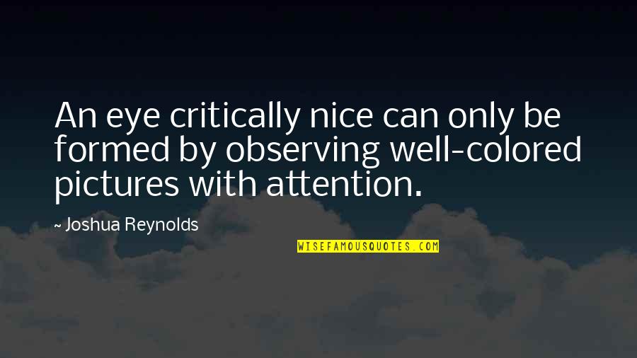 Preterists Quotes By Joshua Reynolds: An eye critically nice can only be formed Preterists Quotes By Joshua Reynolds: An eye critically nice can only be formed