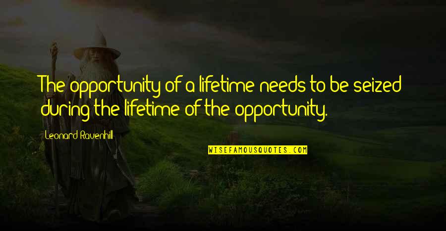 Prettiness Quotes By Leonard Ravenhill: The opportunity of a lifetime needs to be