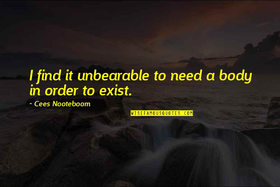 Pretty In Pink Quotes By Cees Nooteboom: I find it unbearable to need a body Pretty In Pink Quotes By Cees Nooteboom: I find it unbearable to need a body