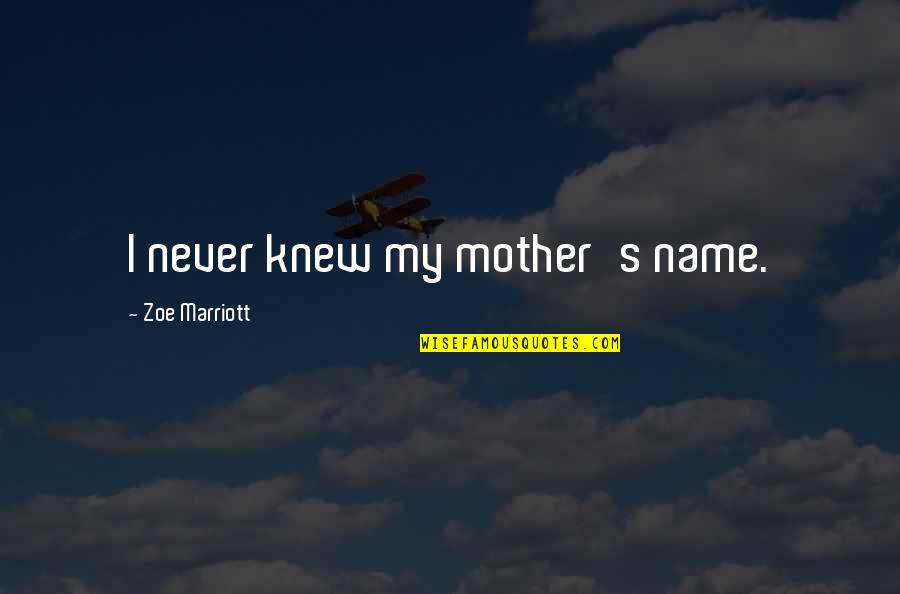 Pretty Mother And Daughter Quotes By Zoe Marriott: I never knew my mother's name.