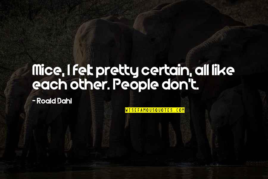 Pretty People Quotes By Roald Dahl: Mice, I felt pretty certain, all like each