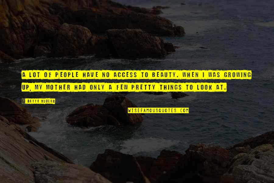 Pretty To Look At Quotes By Bette Midler: A lot of people have no access to