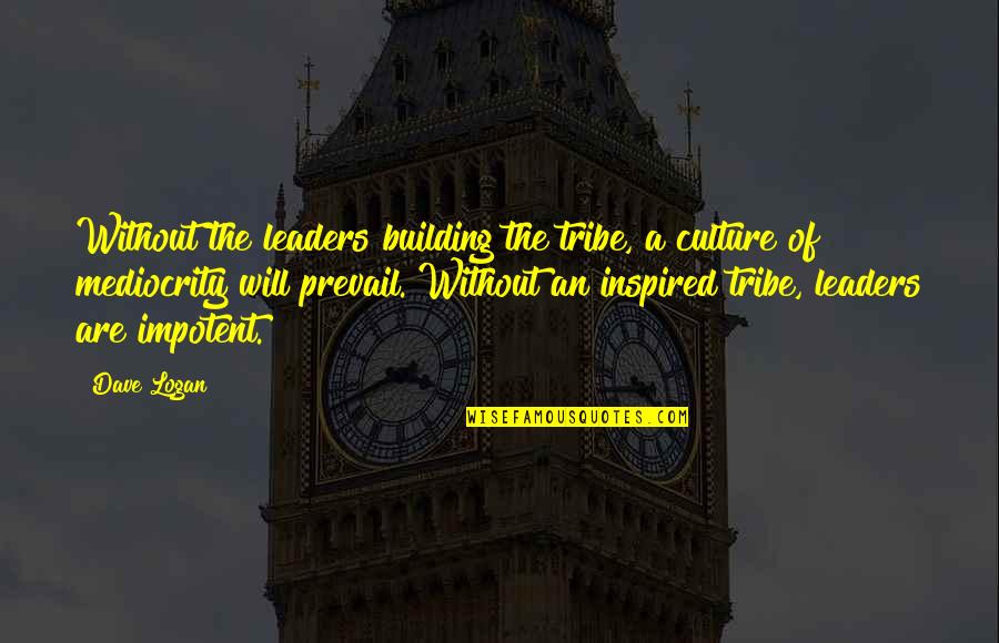 Prevail Quotes By Dave Logan: Without the leaders building the tribe, a culture