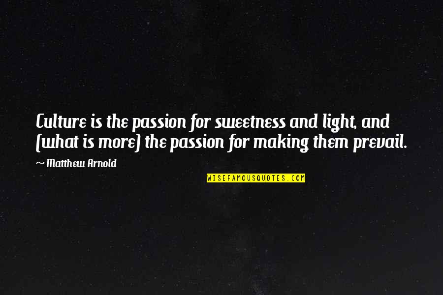 Prevail'd Quotes By Matthew Arnold: Culture is the passion for sweetness and light,