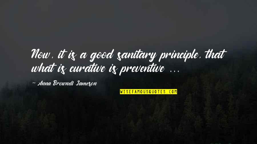 Preventive Quotes By Anna Brownell Jameson: Now, it is a good sanitary principle, that