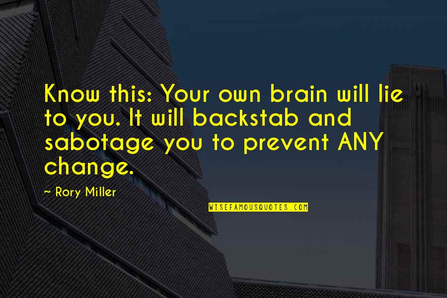 Prevent'st Quotes By Rory Miller: Know this: Your own brain will lie to Prevent'st Quotes By Rory Miller: Know this: Your own brain will lie to