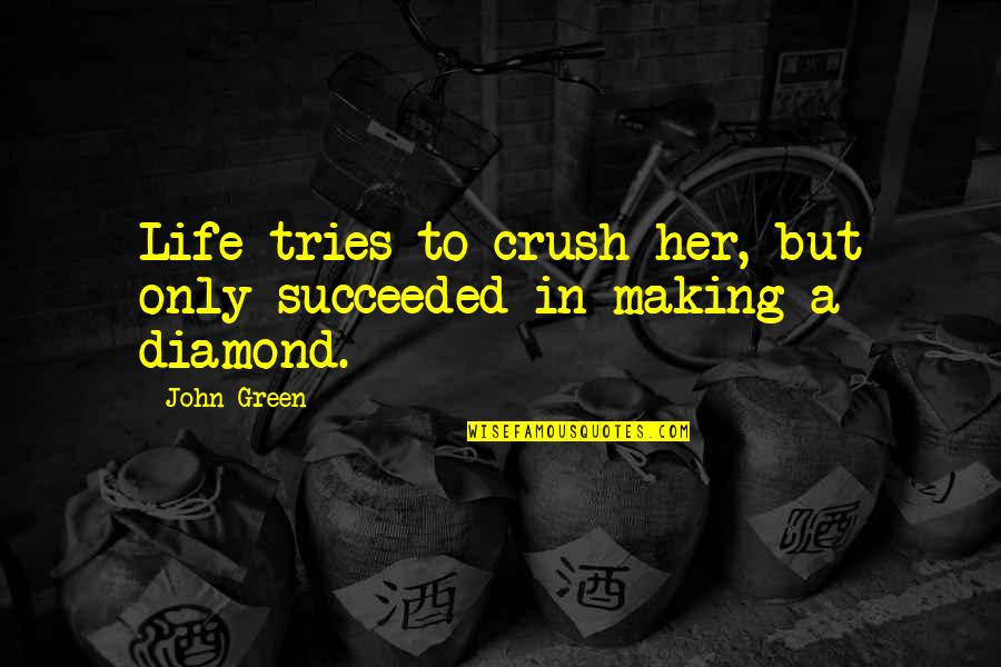 Previous Life Quotes By John Green: Life tries to crush her, but only succeeded