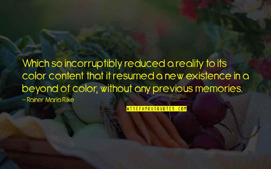 Previous Memories Quotes By Rainer Maria Rilke: Which so incorruptibly reduced a reality to its