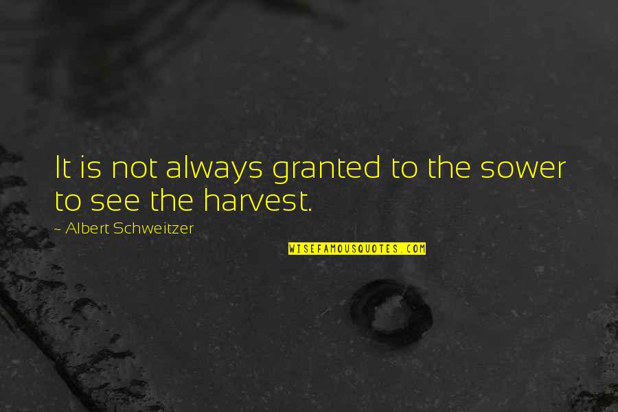 Previsible Synonyme Quotes By Albert Schweitzer: It is not always granted to the sower