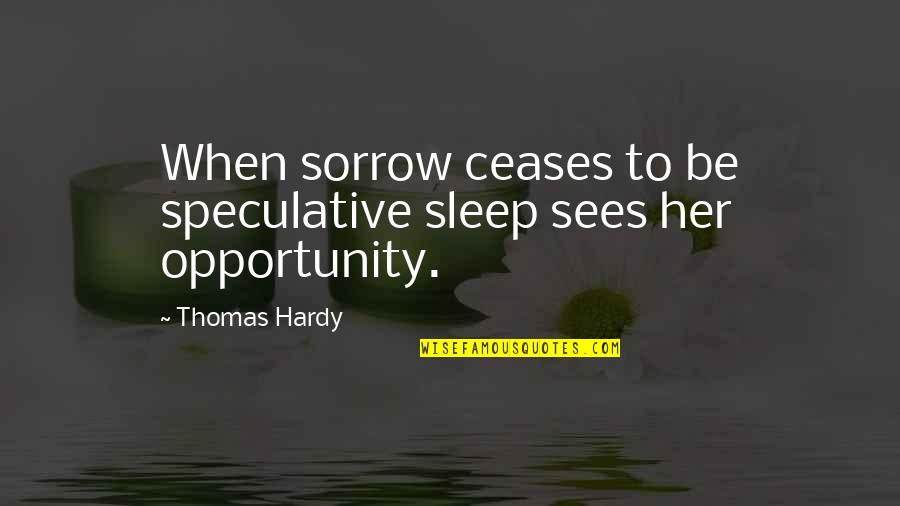 Prey Michael Crichton Quotes By Thomas Hardy: When sorrow ceases to be speculative sleep sees