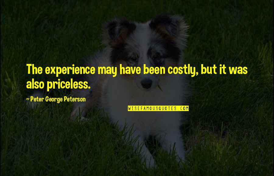 Priceless Experience Quotes By Peter George Peterson: The experience may have been costly, but it