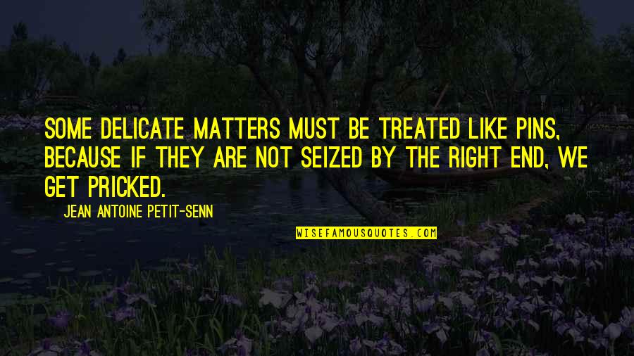 Pricked Quotes By Jean Antoine Petit-Senn: Some delicate matters must be treated like pins,