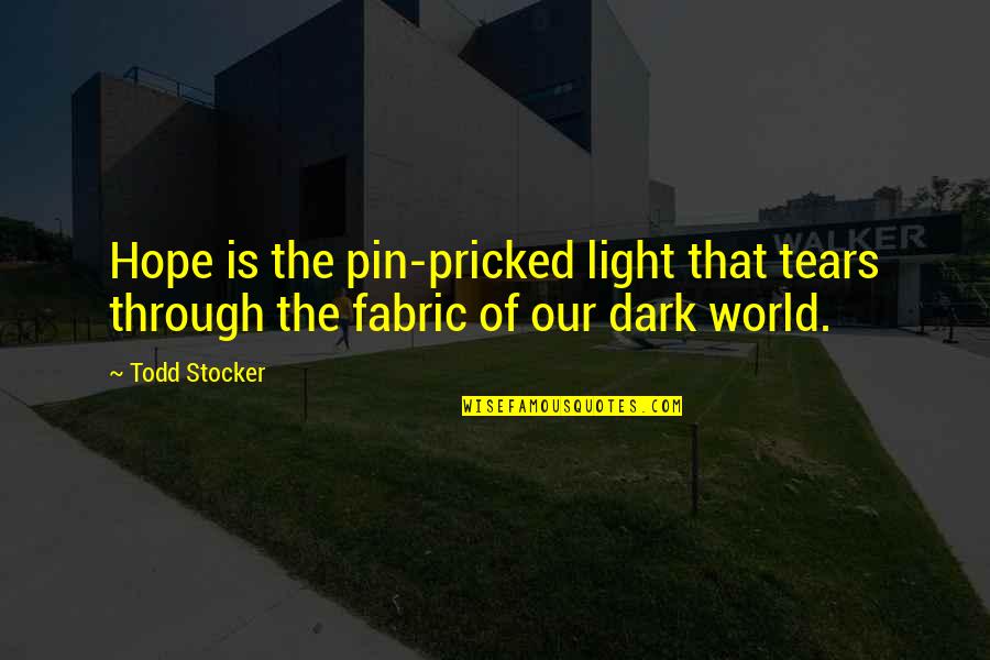 Pricked Quotes By Todd Stocker: Hope is the pin-pricked light that tears through