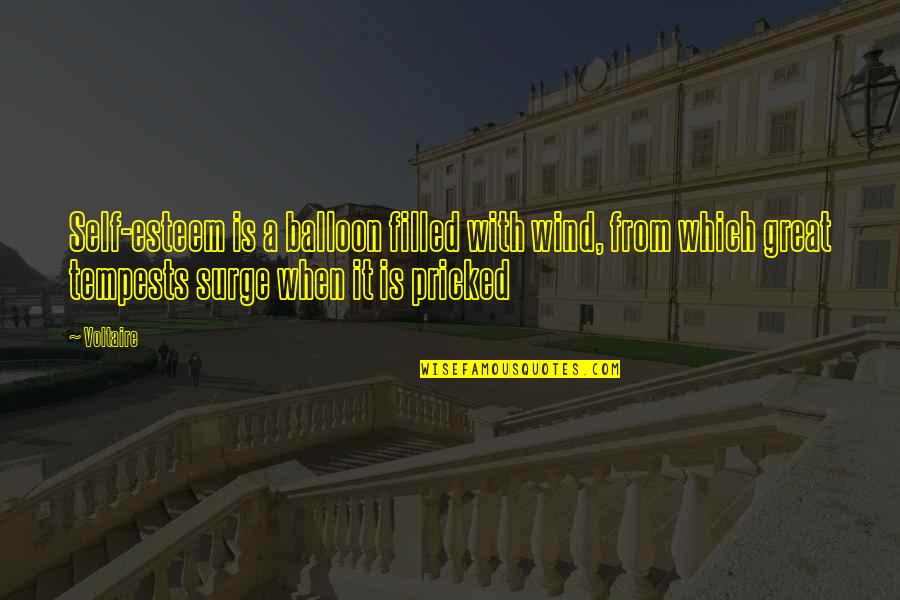 Pricked Quotes By Voltaire: Self-esteem is a balloon filled with wind, from