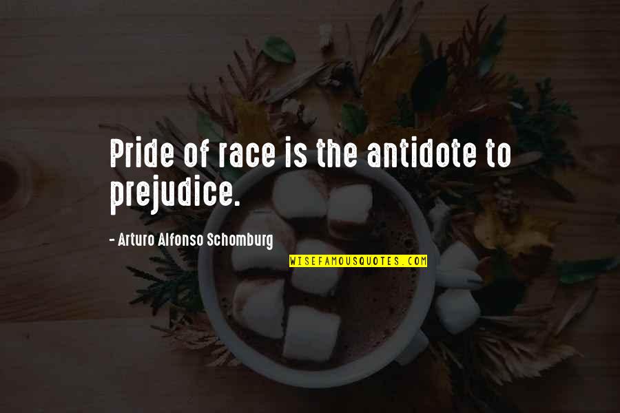Pride And The Prejudice Quotes By Arturo Alfonso Schomburg: Pride of race is the antidote to prejudice.