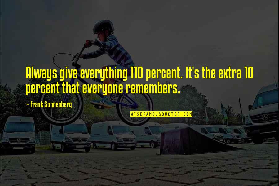Pride The Quotes By Frank Sonnenberg: Always give everything 110 percent. It's the extra