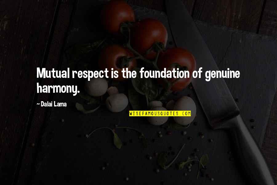 Prietita Nomas Quotes By Dalai Lama: Mutual respect is the foundation of genuine harmony.