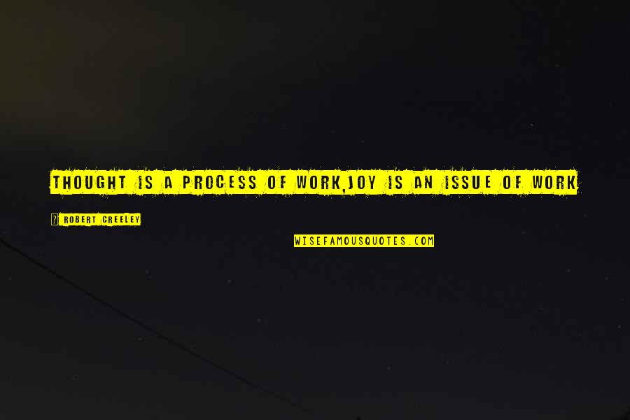 Prijatno Vece Quotes By Robert Creeley: Thought is a process of work,joy is an Prijatno Vece Quotes By Robert Creeley: Thought is a process of work,joy is an