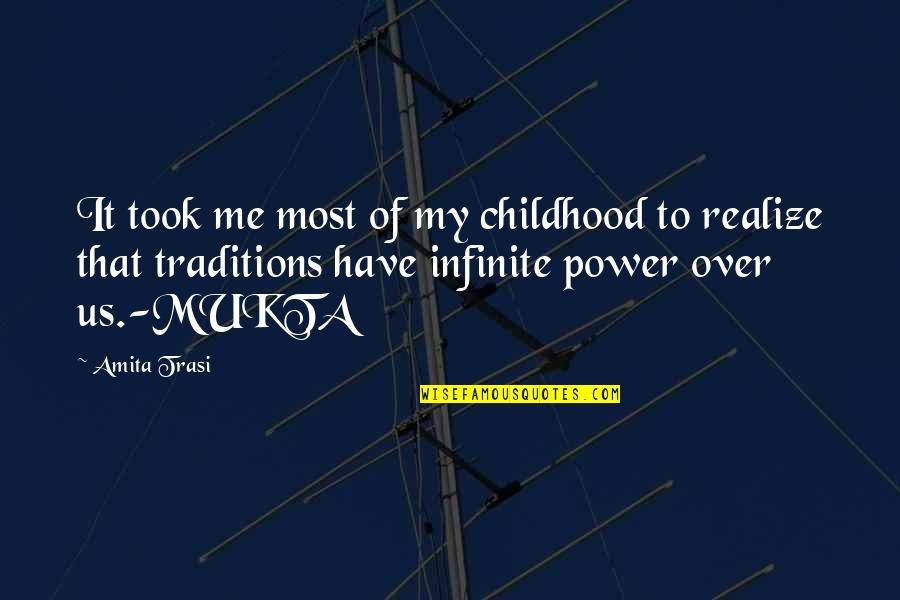 Primaried Pronounce Quotes By Amita Trasi: It took me most of my childhood to Primaried Pronounce Quotes By Amita Trasi: It took me most of my childhood to