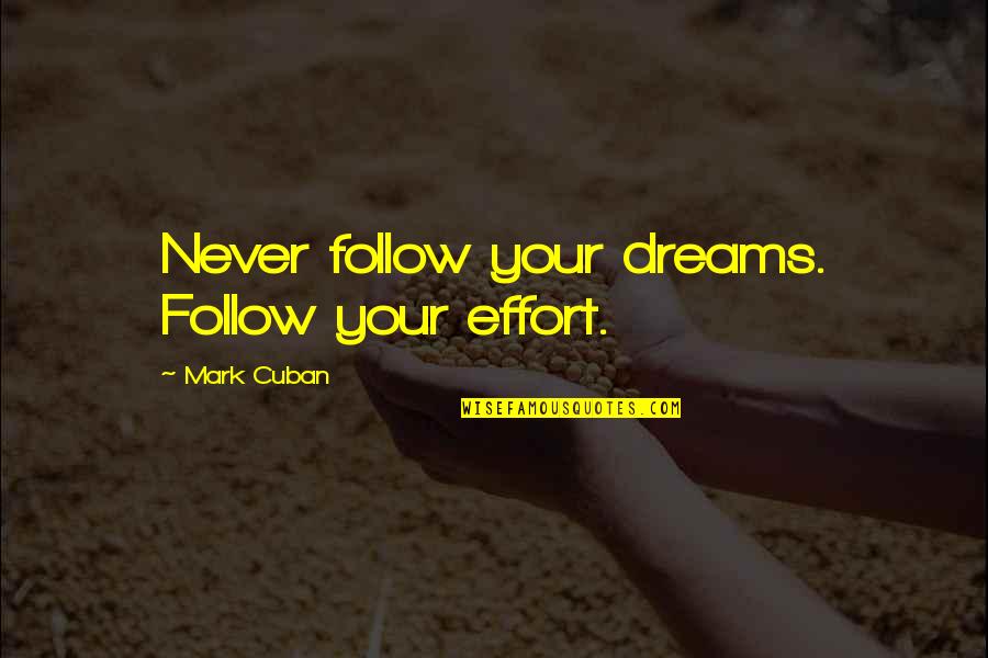 Primary Prevention Quotes By Mark Cuban: Never follow your dreams. Follow your effort.