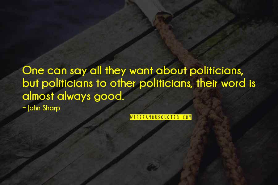Primaverii 2 Quotes By John Sharp: One can say all they want about politicians, Primaverii 2 Quotes By John Sharp: One can say all they want about politicians,