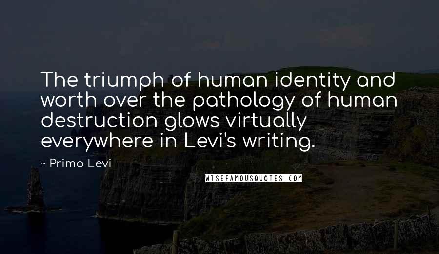Primo Levi quotes: The triumph of human identity and worth over the pathology of human destruction glows virtually everywhere in Levi's writing.