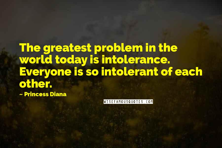 Princess Diana quotes: The greatest problem in the world today is intolerance. Everyone is so intolerant of each other.