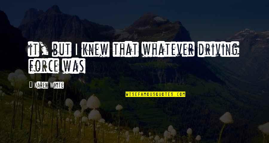 Princess Diaries 2 Lily Quotes By Karen White: it, but I knew that whatever driving force Princess Diaries 2 Lily Quotes By Karen White: it, but I knew that whatever driving force