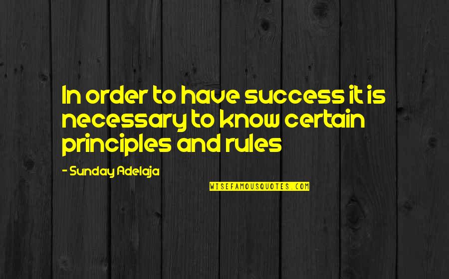 Principles And Money Quotes By Sunday Adelaja: In order to have success it is necessary