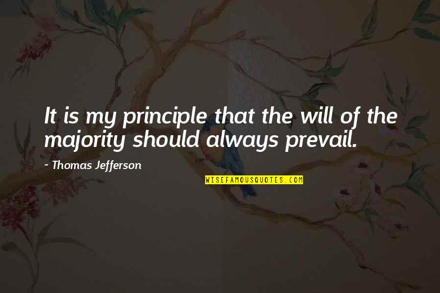 Principles Of Democracy Quotes By Thomas Jefferson: It is my principle that the will of