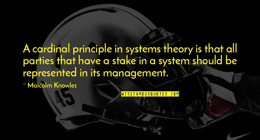 Principles Of Management Quotes By Malcolm Knowles: A cardinal principle in systems theory is that