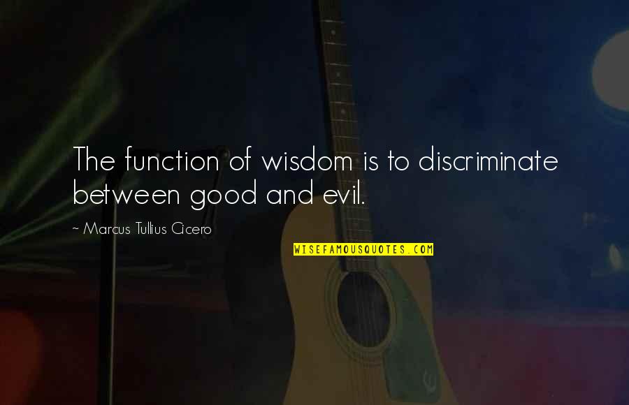 Prinnie 333 Quotes By Marcus Tullius Cicero: The function of wisdom is to discriminate between