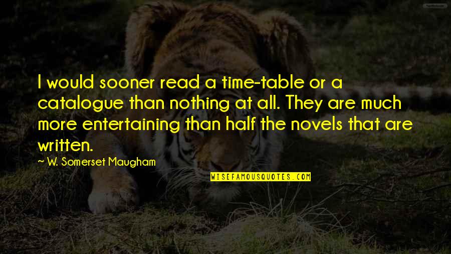 Printings Alive Quotes By W. Somerset Maugham: I would sooner read a time-table or a Printings Alive Quotes By W. Somerset Maugham: I would sooner read a time-table or a