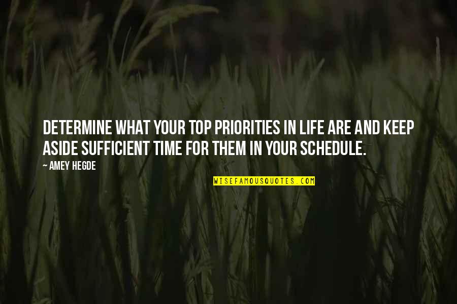 Priorities In Life Quotes By Amey Hegde: Determine what your top priorities in life are