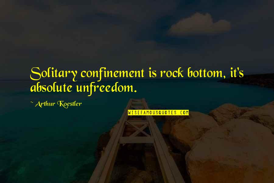 Prison And Freedom Quotes By Arthur Koestler: Solitary confinement is rock bottom, it's absolute unfreedom.