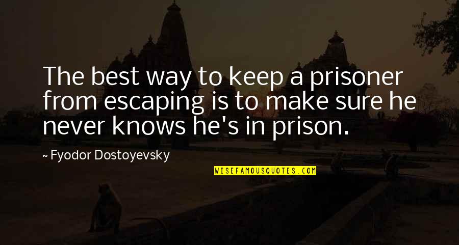 Prisoner Quotes By Fyodor Dostoyevsky: The best way to keep a prisoner from Prisoner Quotes By Fyodor Dostoyevsky: The best way to keep a prisoner from