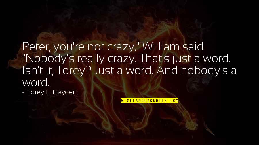 Prisoner Rehabilitation Quotes By Torey L. Hayden: Peter, you're not crazy," William said. "Nobody's really