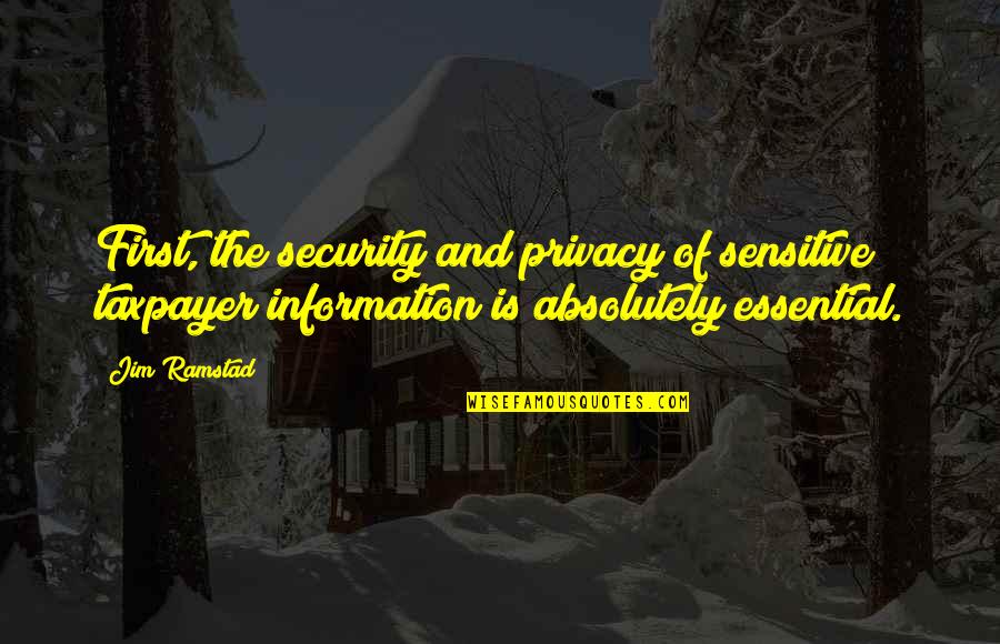 Privacy And Security Quotes By Jim Ramstad: First, the security and privacy of sensitive taxpayer