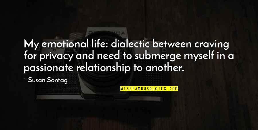 Privacy In Life Quotes By Susan Sontag: My emotional life: dialectic between craving for privacy