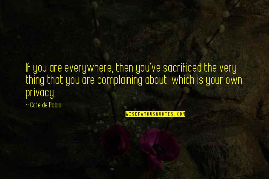 Privacy Is Quotes By Cote De Pablo: If you are everywhere, then you've sacrificed the
