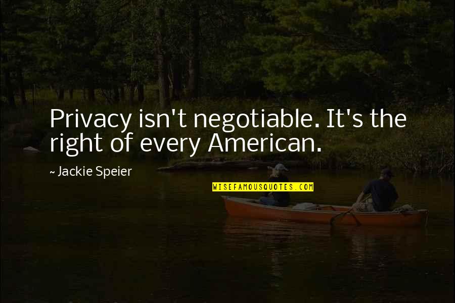 Privacy Quotes By Jackie Speier: Privacy isn't negotiable. It's the right of every