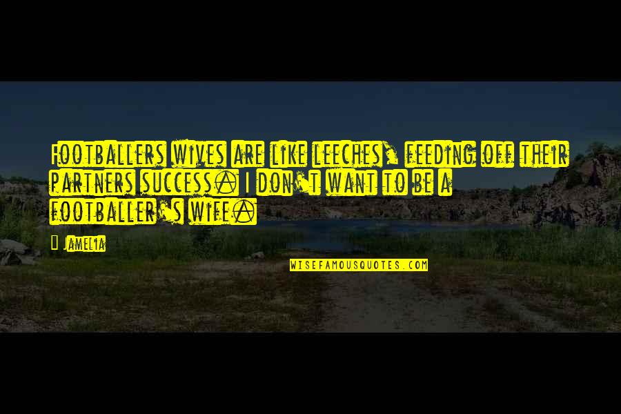 Private Investigators Quotes By Jamelia: Footballers wives are like leeches, feeding off their