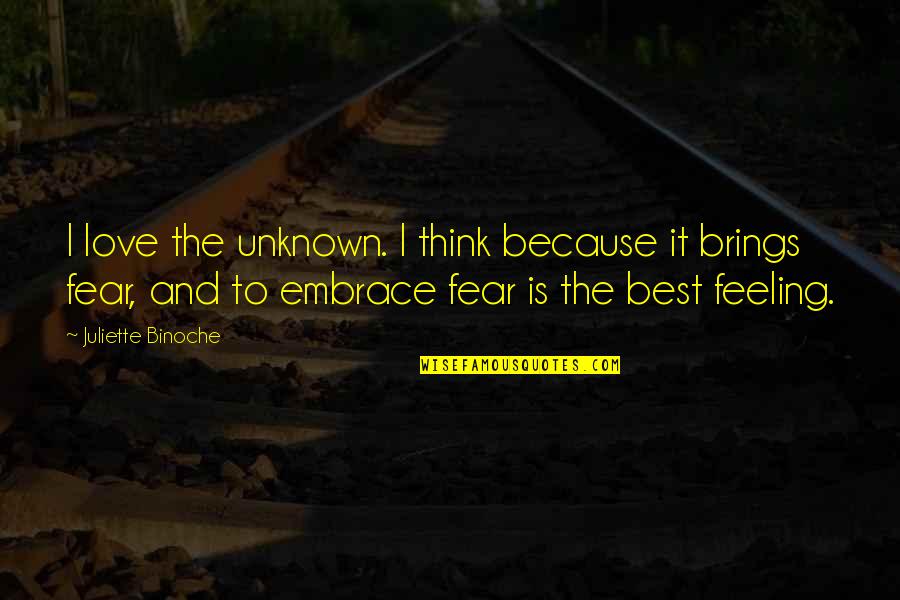 Private Practice Season 6 Episode 2 Quotes By Juliette Binoche: I love the unknown. I think because it Private Practice Season 6 Episode 2 Quotes By Juliette Binoche: I love the unknown. I think because it