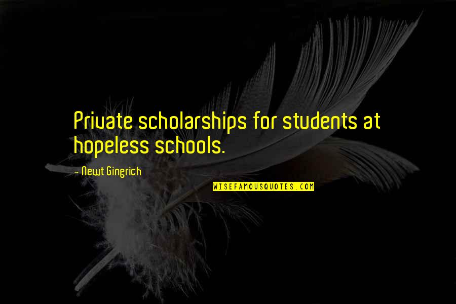 Private School Education Quotes By Newt Gingrich: Private scholarships for students at hopeless schools.