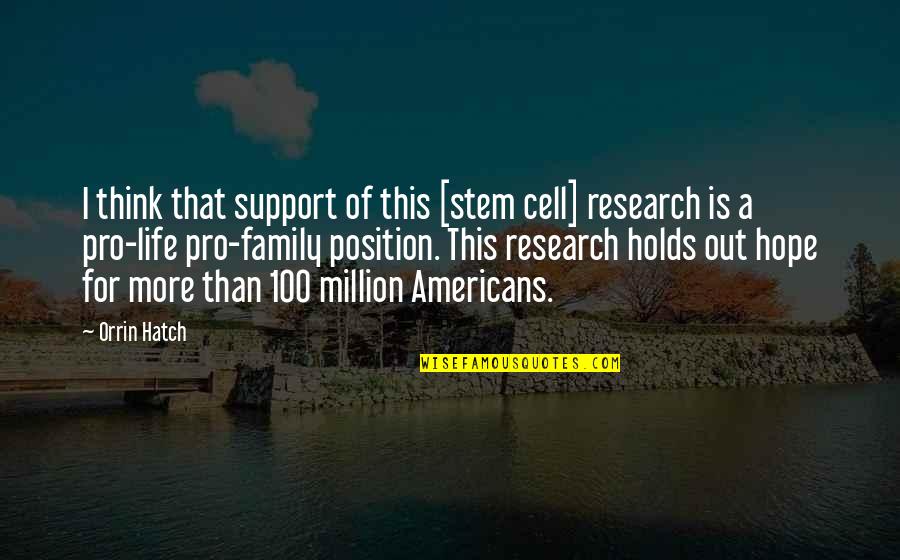 Privelage Quotes By Orrin Hatch: I think that support of this [stem cell]