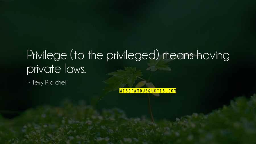 Privileges Quotes By Terry Pratchett: Privilege (to the privileged) means having private laws.