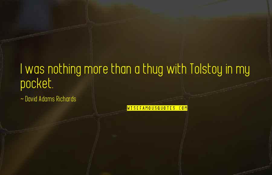 Pro Obamacare Quotes By David Adams Richards: I was nothing more than a thug with Pro Obamacare Quotes By David Adams Richards: I was nothing more than a thug with